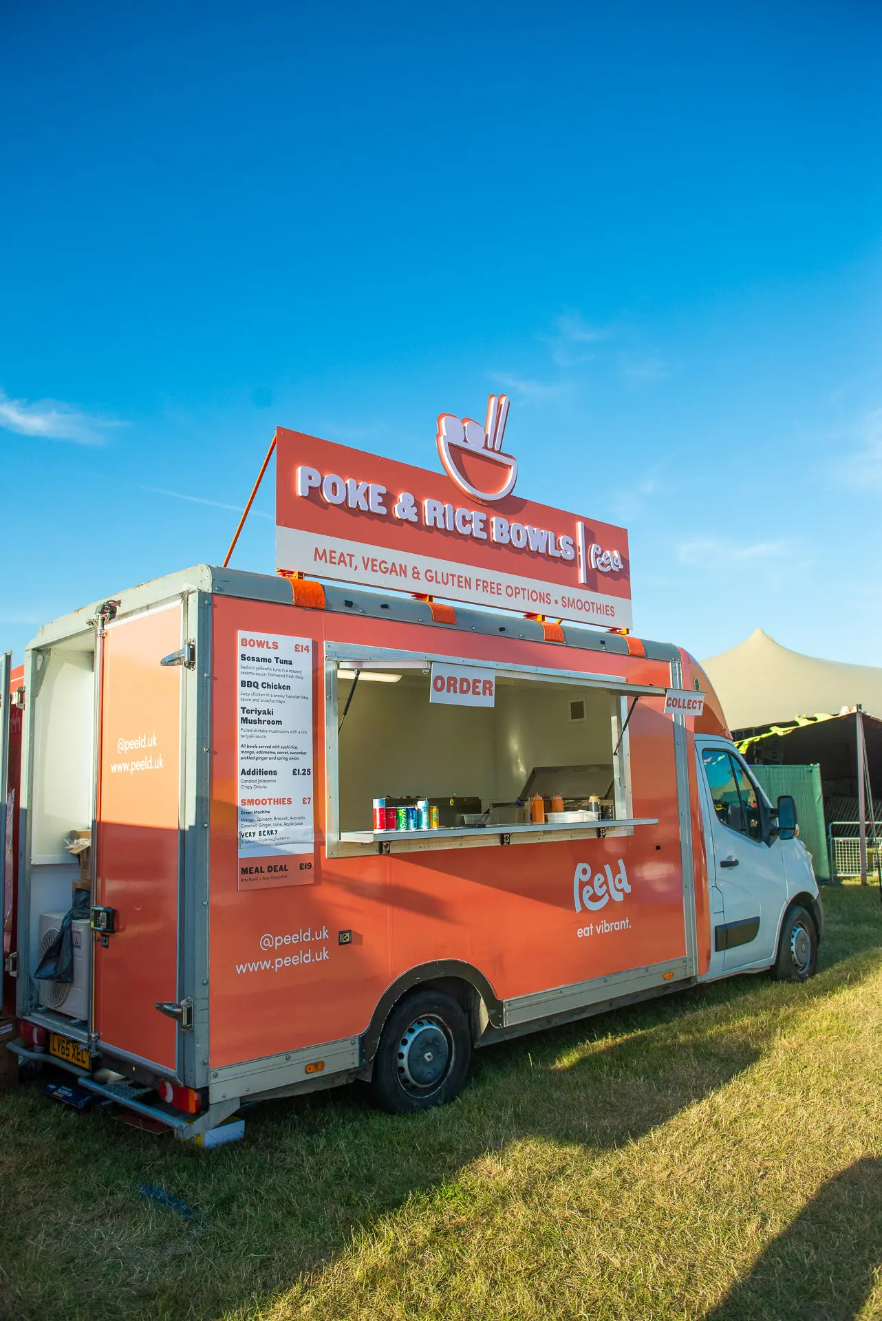 Bertha, the Peeld food truck, on a festival field